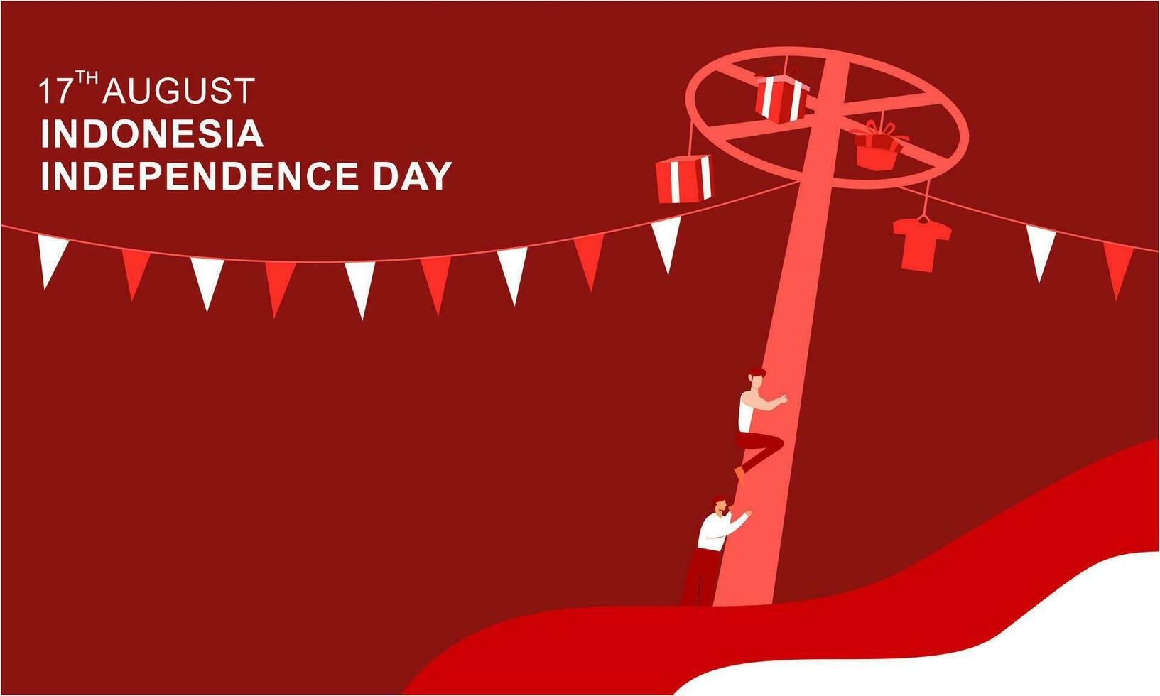 Indonesia independence day 17 august with traditional games concept illustration vector