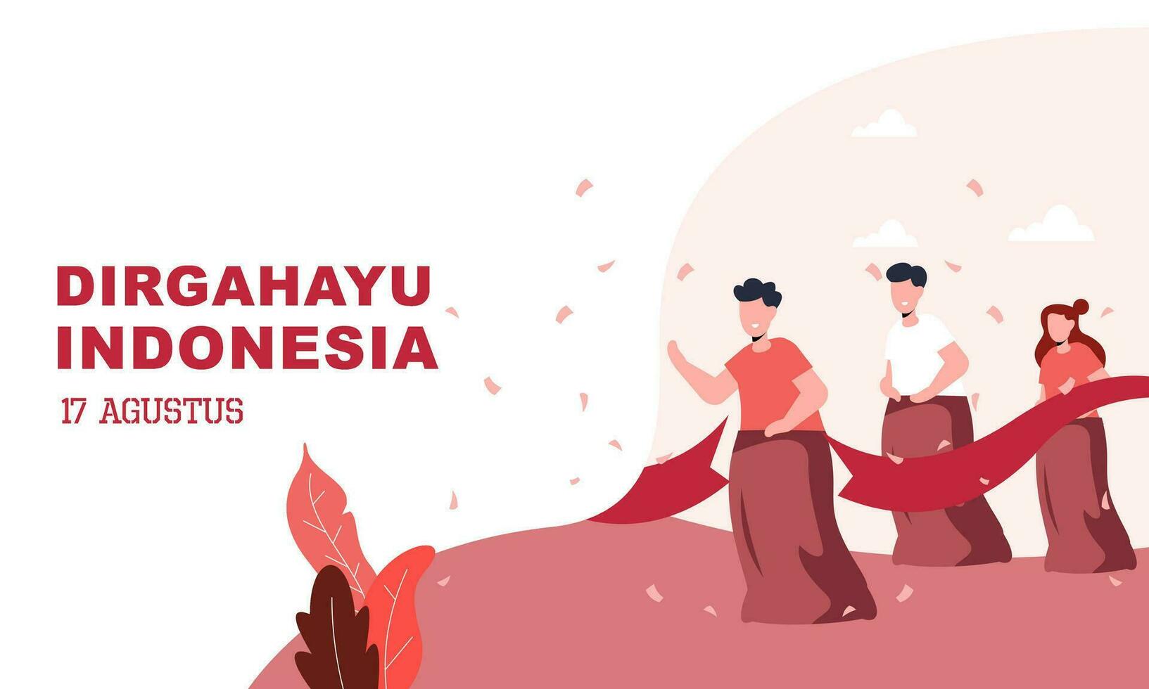 Indonesia independencia día 17 agosto con tradicional juegos concepto ilustración vector