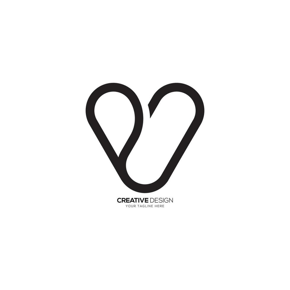 Unique line art modern letter V with fashion monogram logo. V logo vector