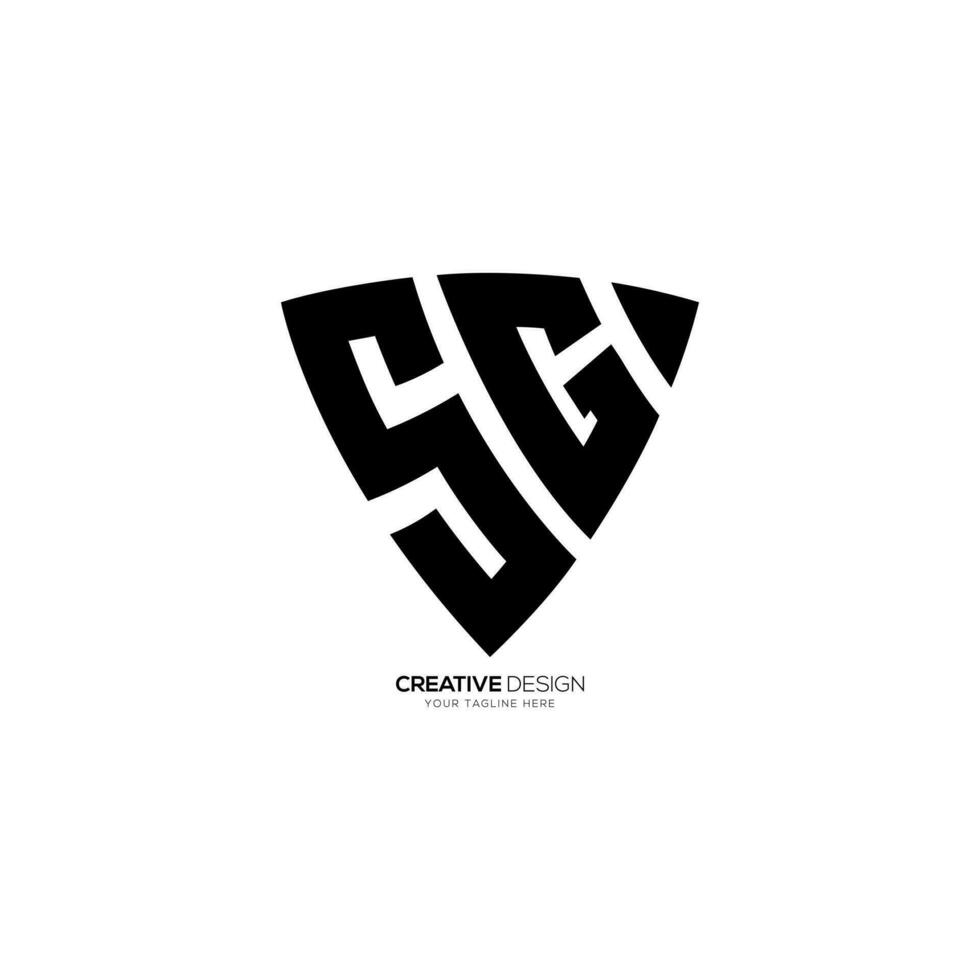 Letter Sg with security guard protection shield shape monogram logo design. S logo. G logo. vector