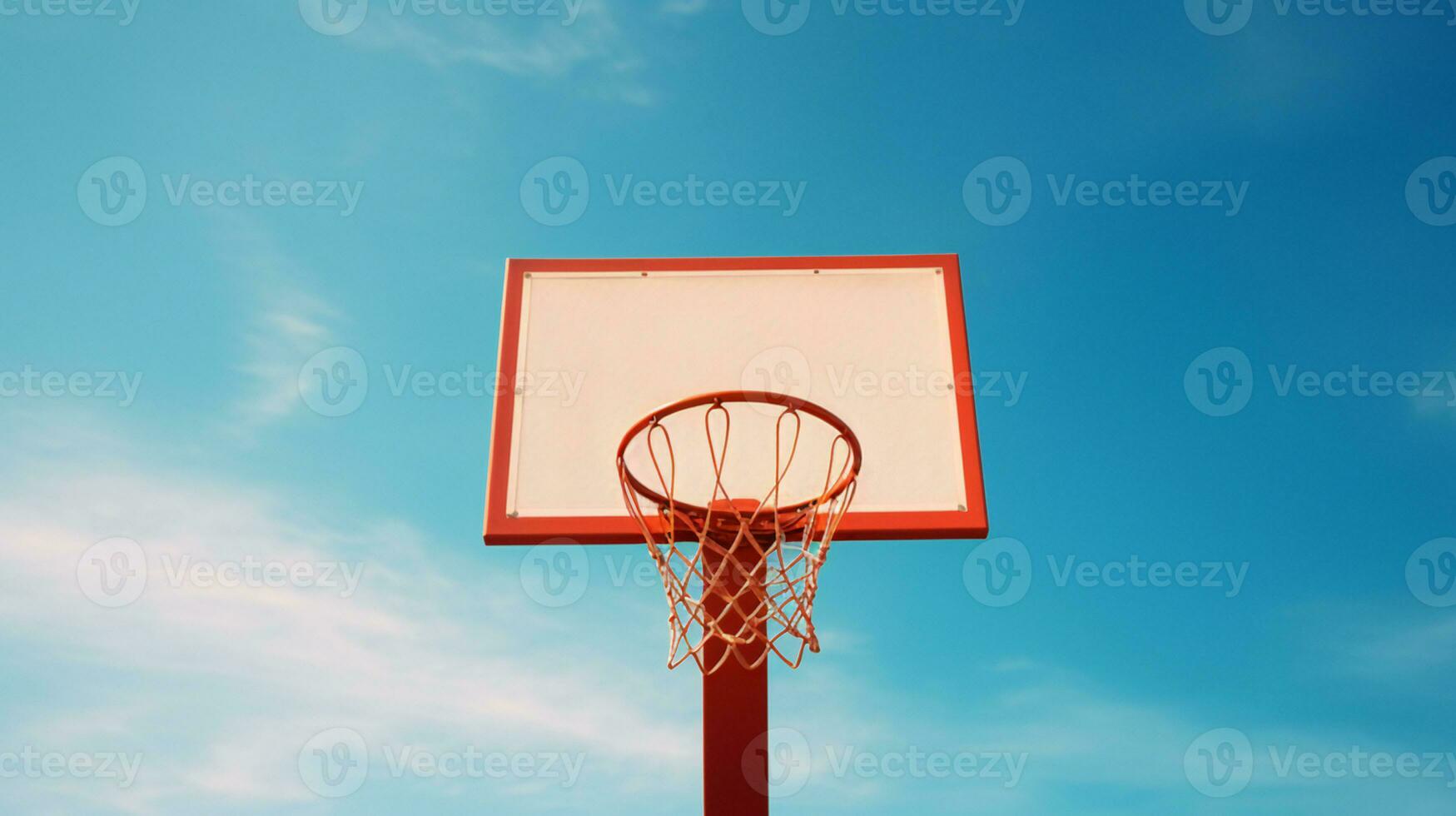 basketball hoop on a blue sky background AI Generative photo