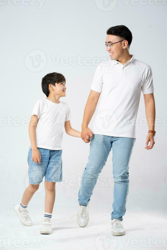 father and son image on a white background photo