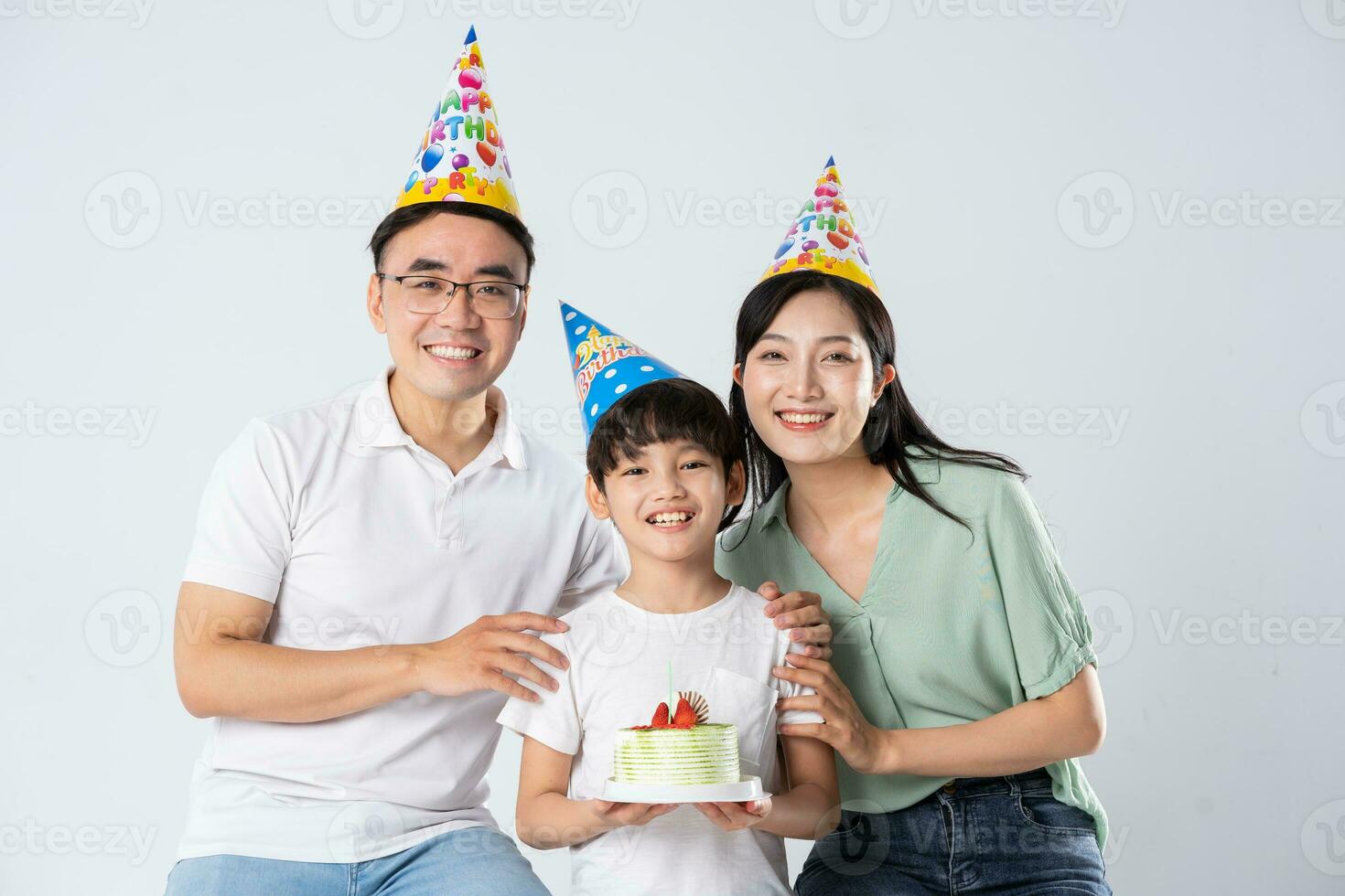 A family on a white background photo