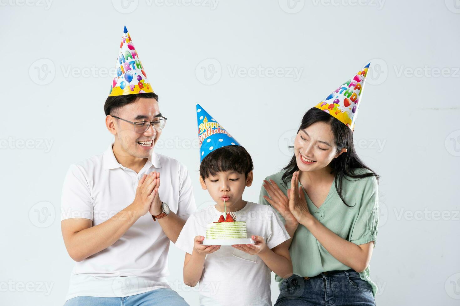 A family on a white background photo