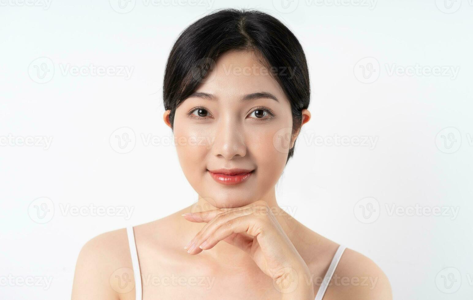 beautiful asian woman portrait on white background photo