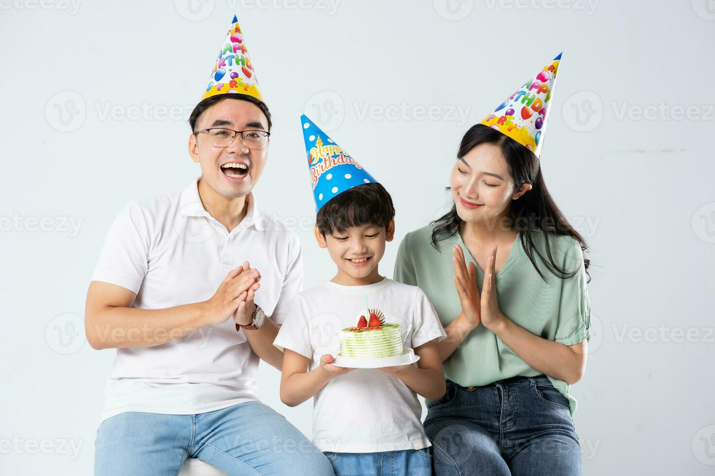 A family on a white background photo