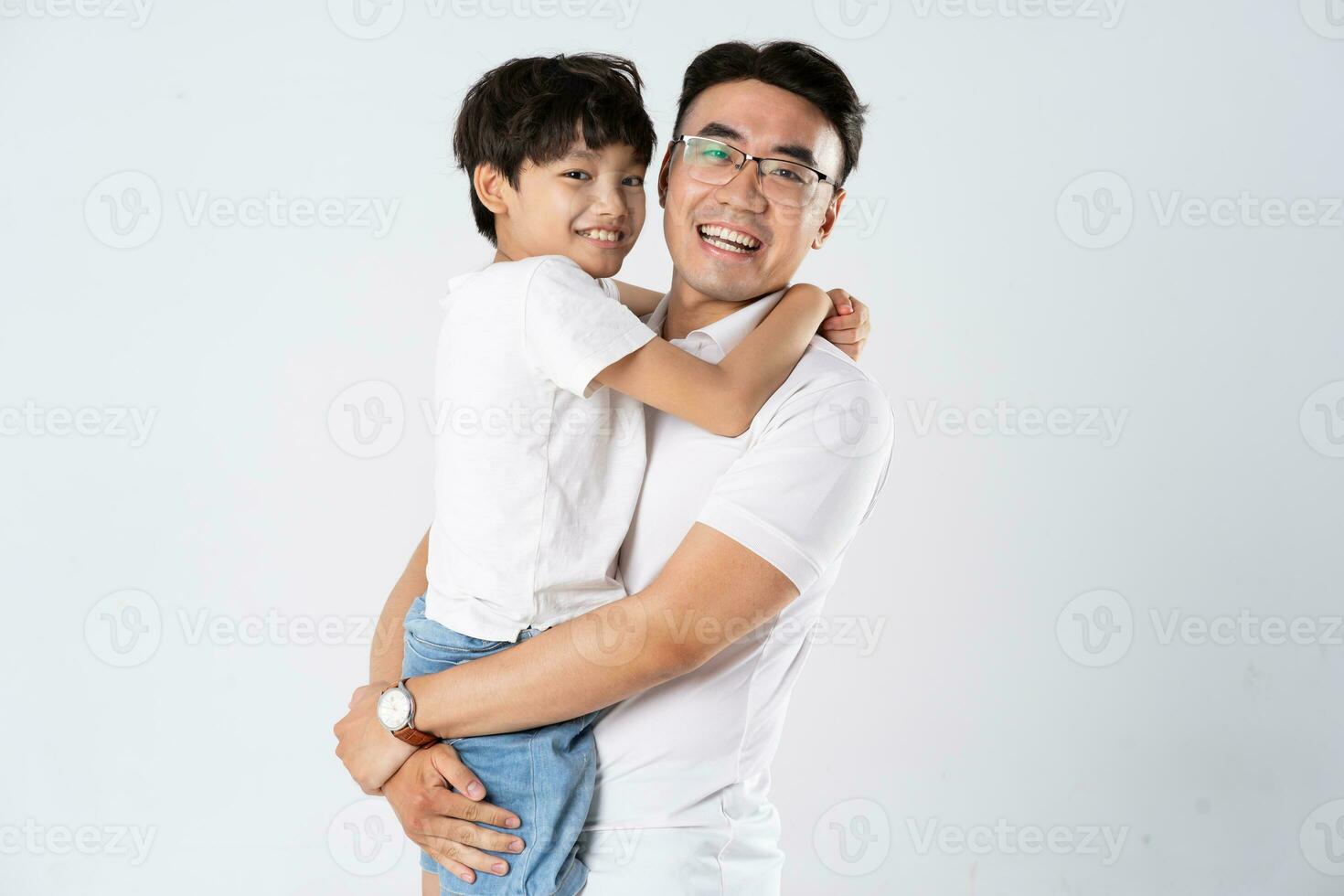 father and son image on a white background photo