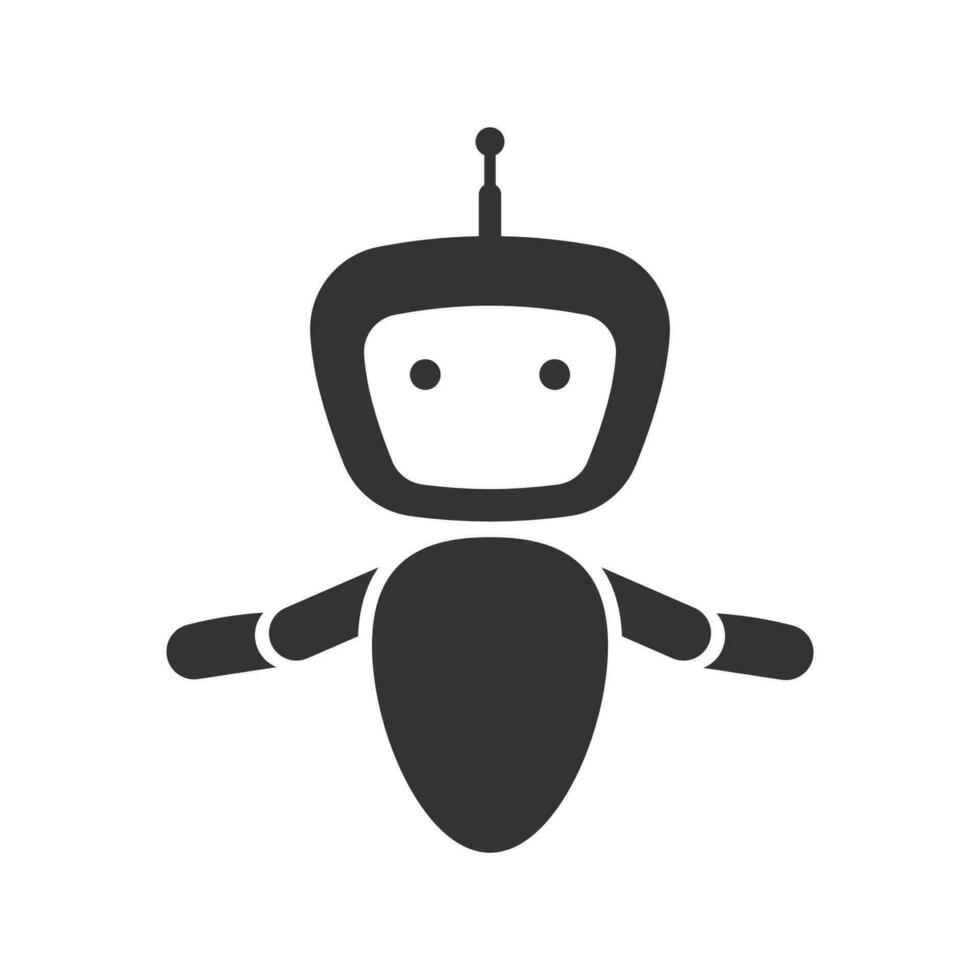 Vector illustration of robot icon in dark color and white background