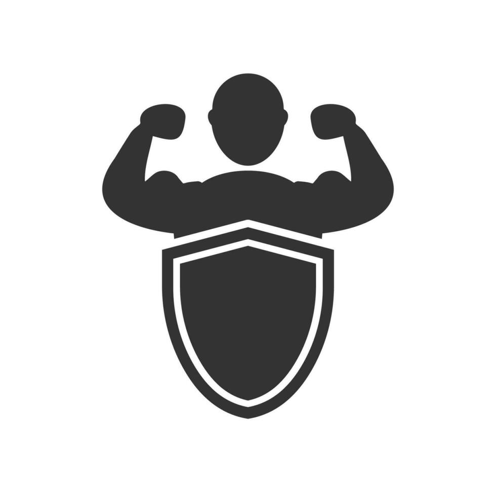 Vector illustration of body protection icon in dark color and white background