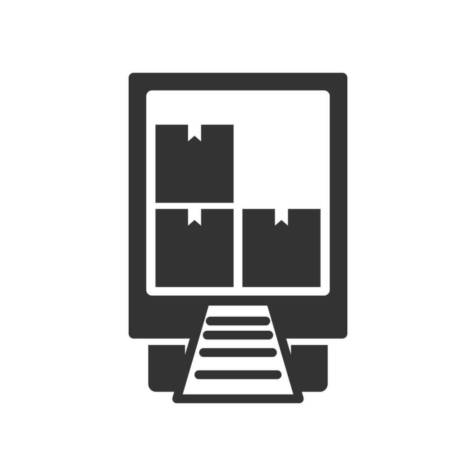 Vector illustration of expedition truck icon in dark color and white background