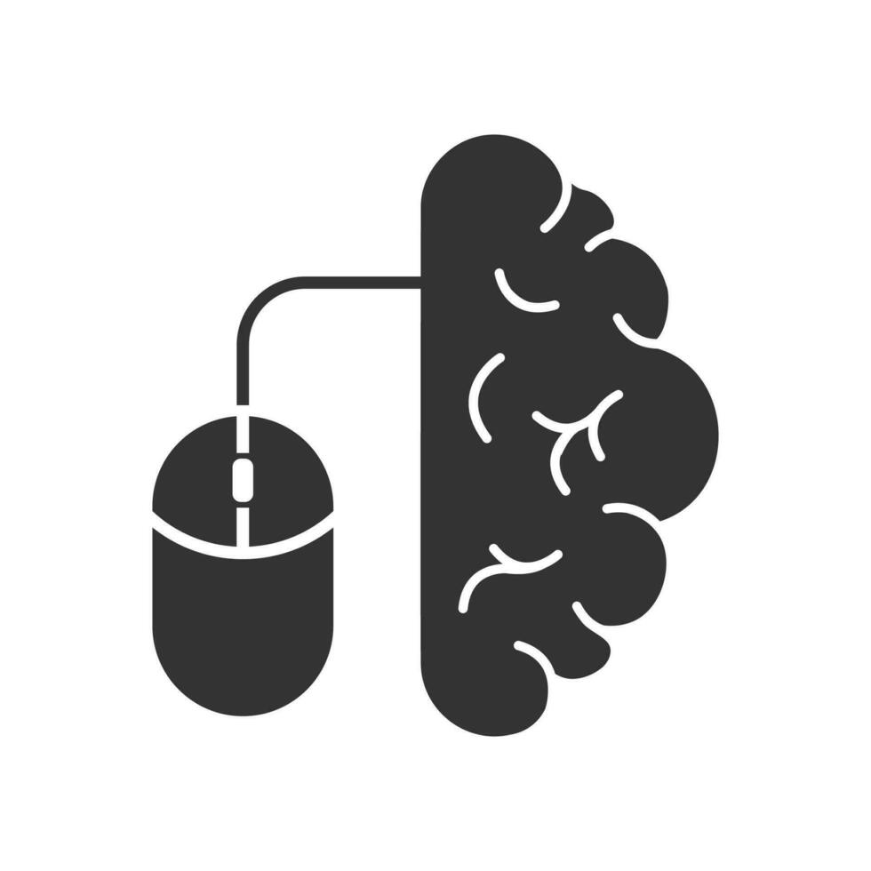Vector illustration of brain cursor icon in dark color and white background