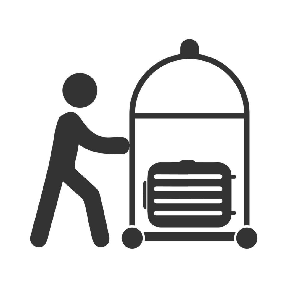 Vector illustration of bell boy icon in dark color and white background