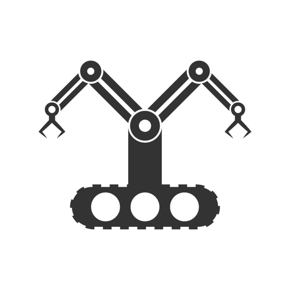 Vector illustration of two handed robots icon in dark color and white background