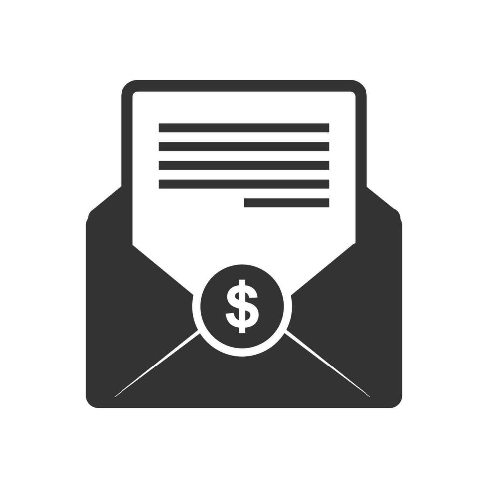 Vector illustration of letter from the bank icon in dark color and white background