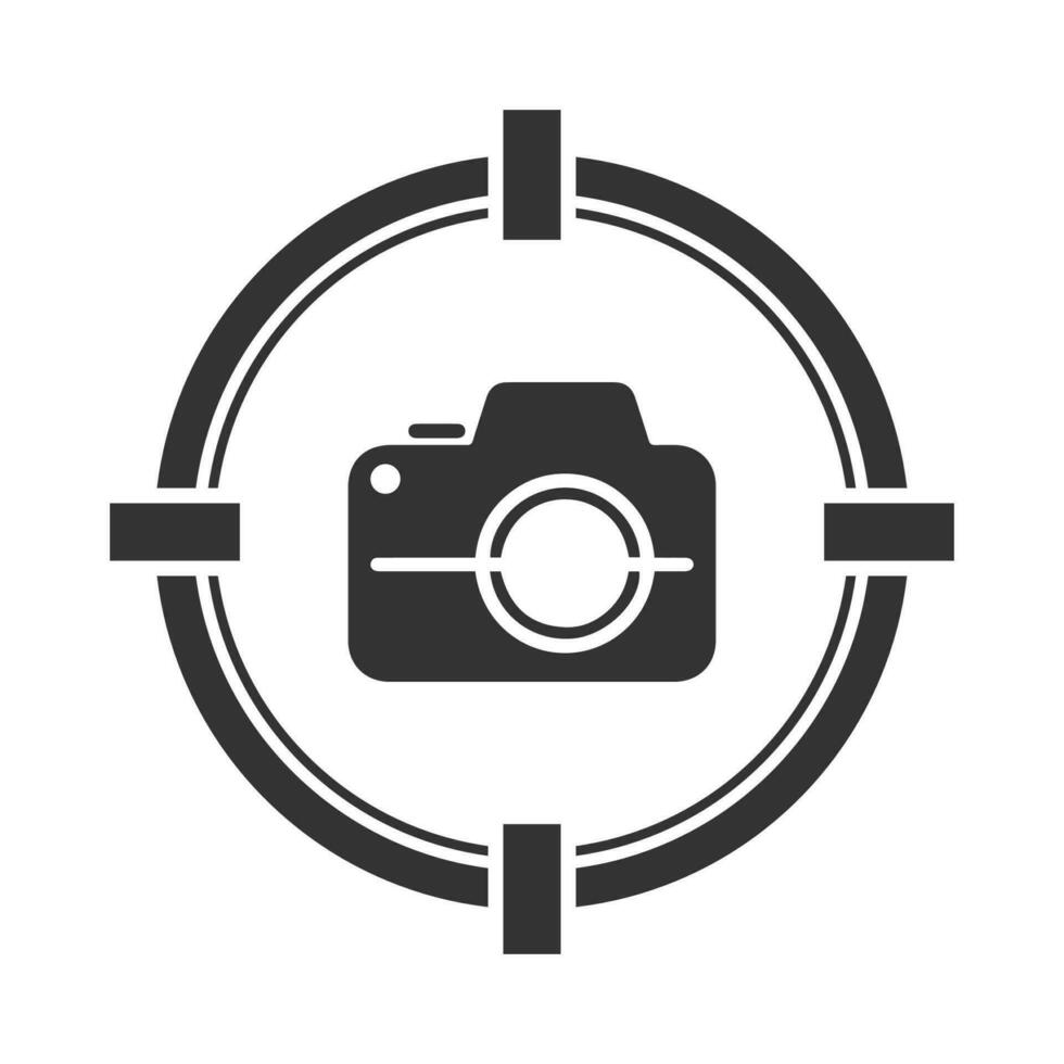 Vector illustration of camera targets icon in dark color and white background