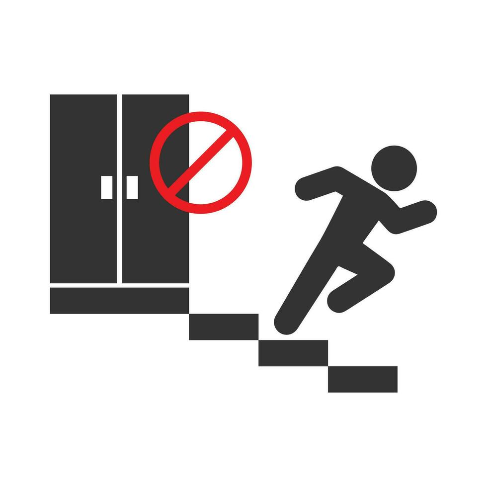 Vector illustration of Emergency Stairs icon in dark color and white background