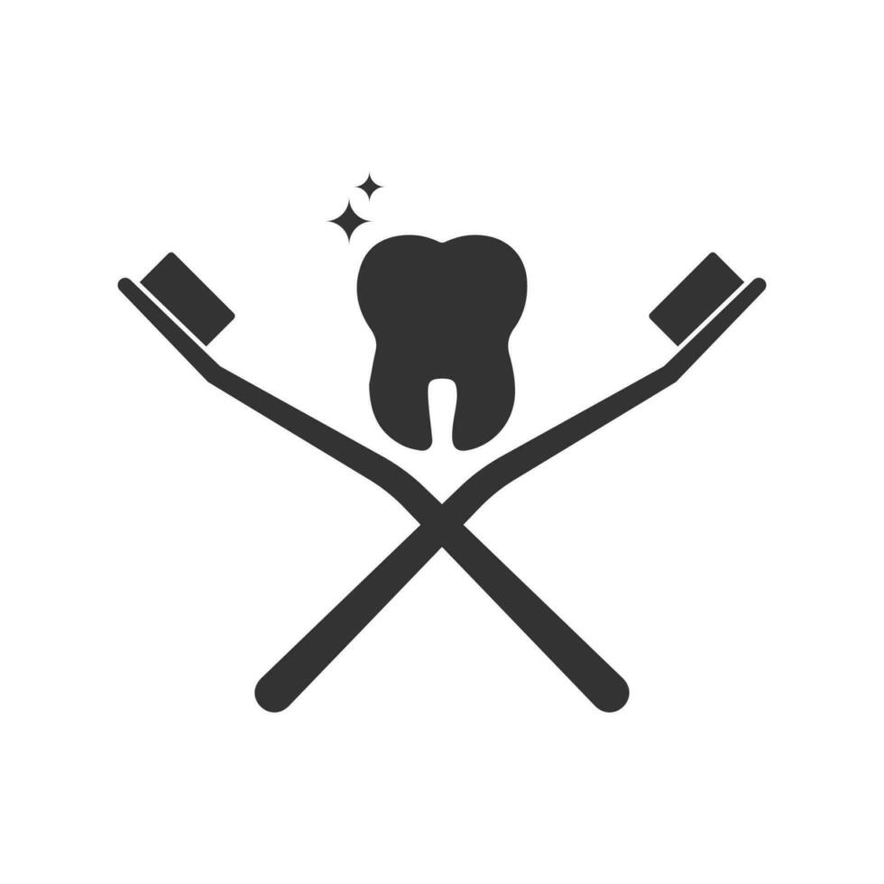 Vector illustration of toothbrush icon in dark color and white background