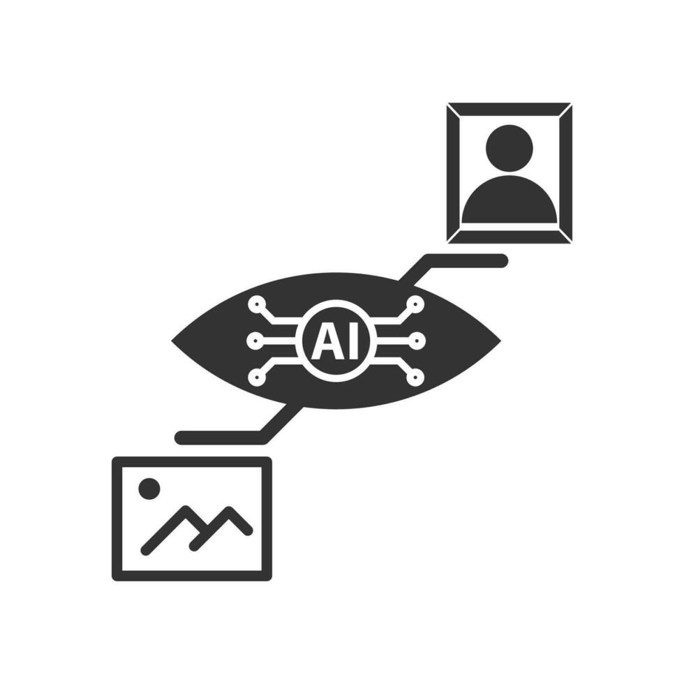 Vector illustration of ai technology icon in dark color and white background