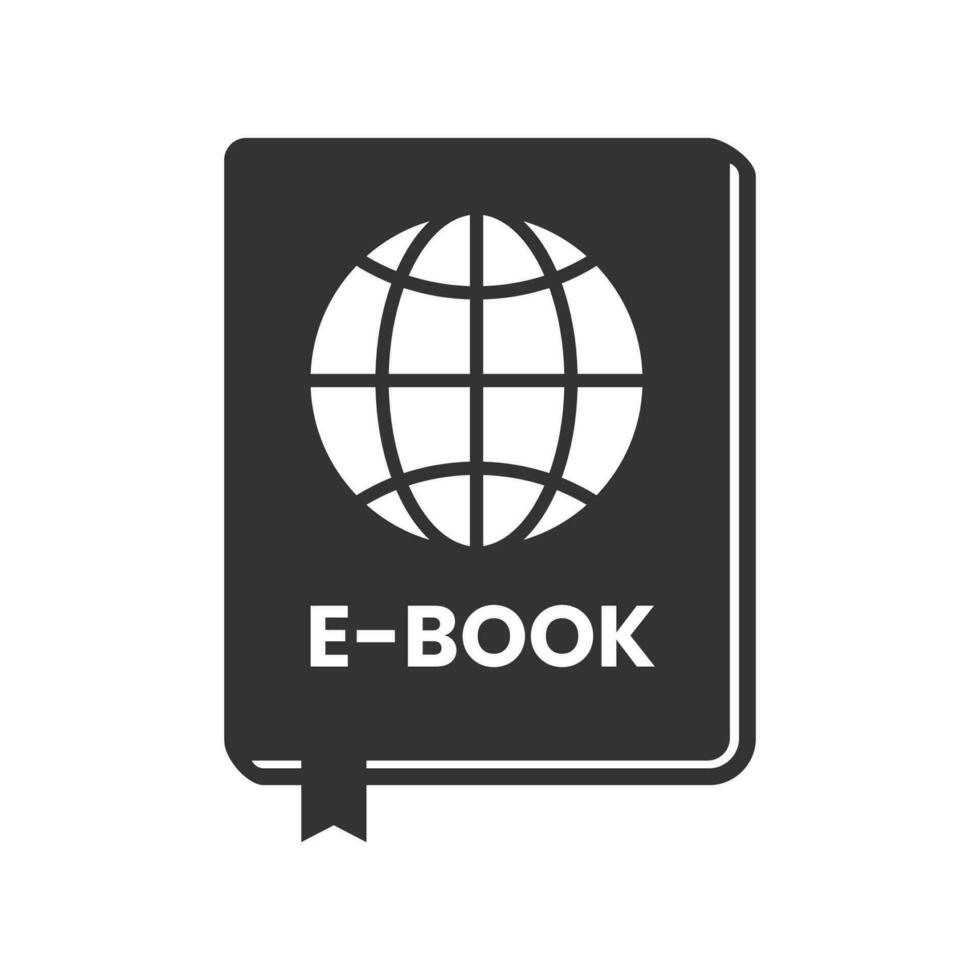 Vector illustration of e book icon in dark color and white background