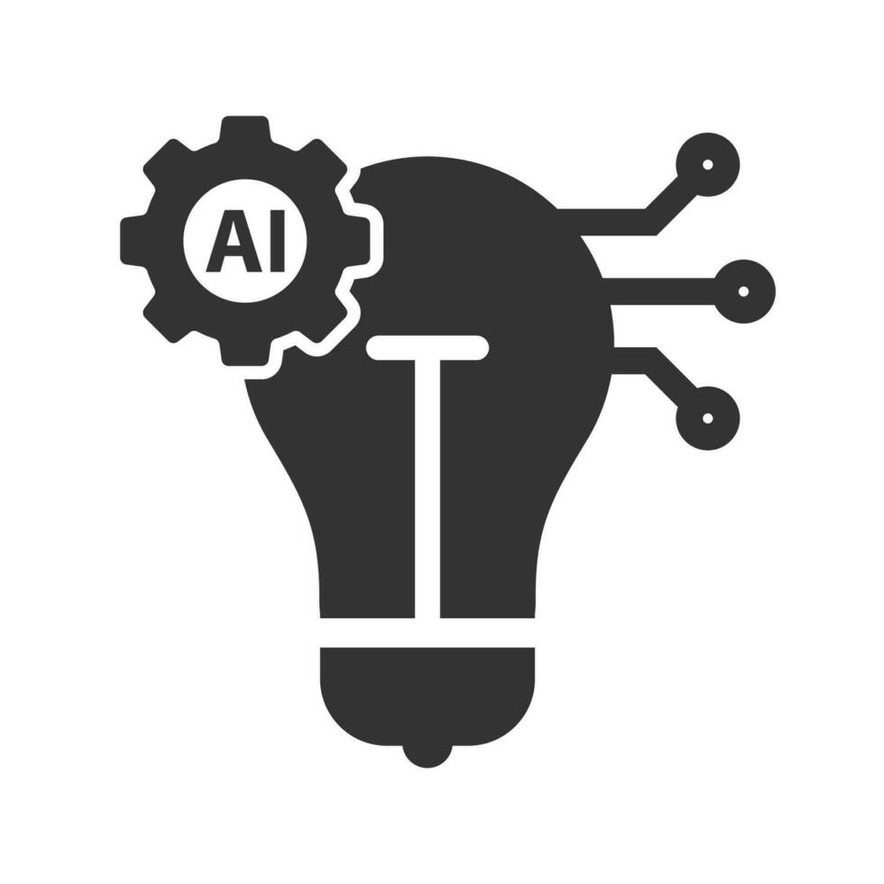 Vector illustration of ai technology idea icon in dark color and white background