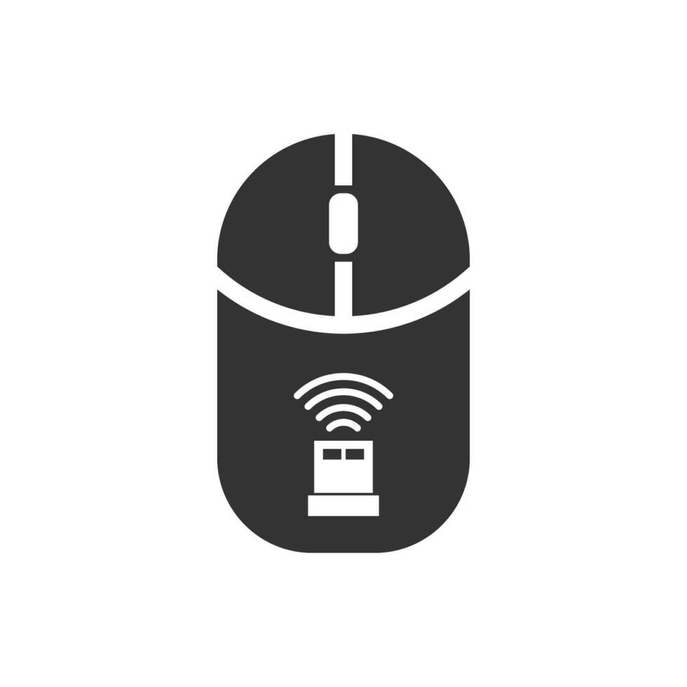 Vector illustration of wireless mouse icon in dark color and white background