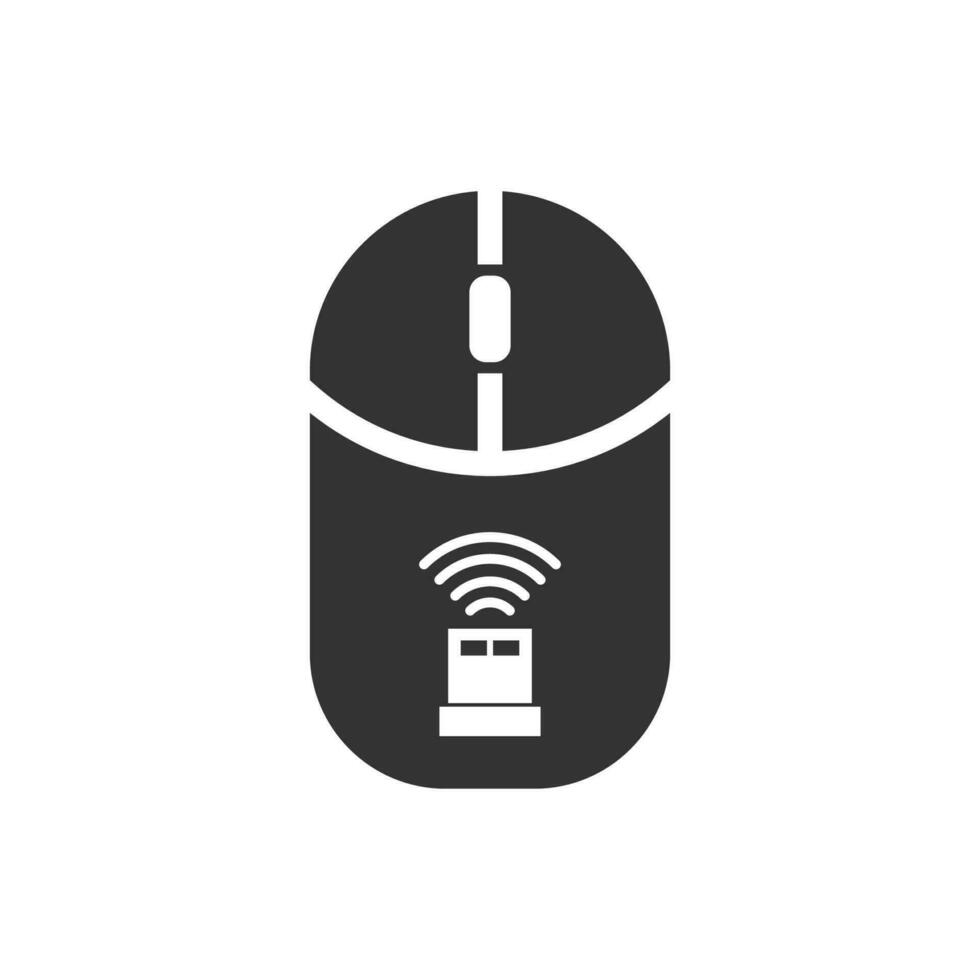 Vector illustration of wireless mouse icon in dark color and white background