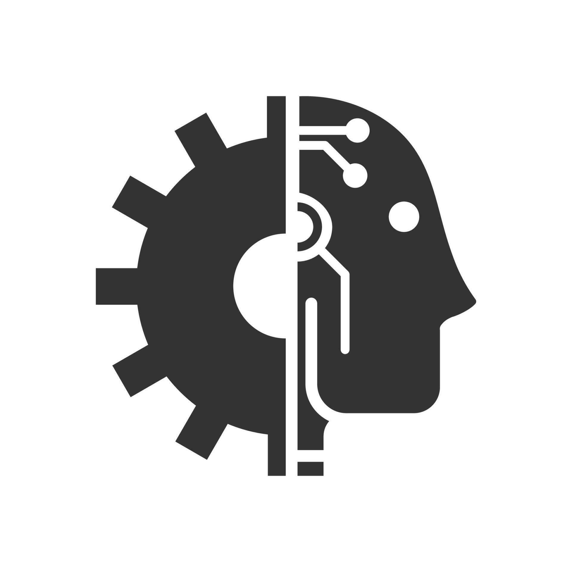 Vector illustration of ai robot icon in dark color and white background