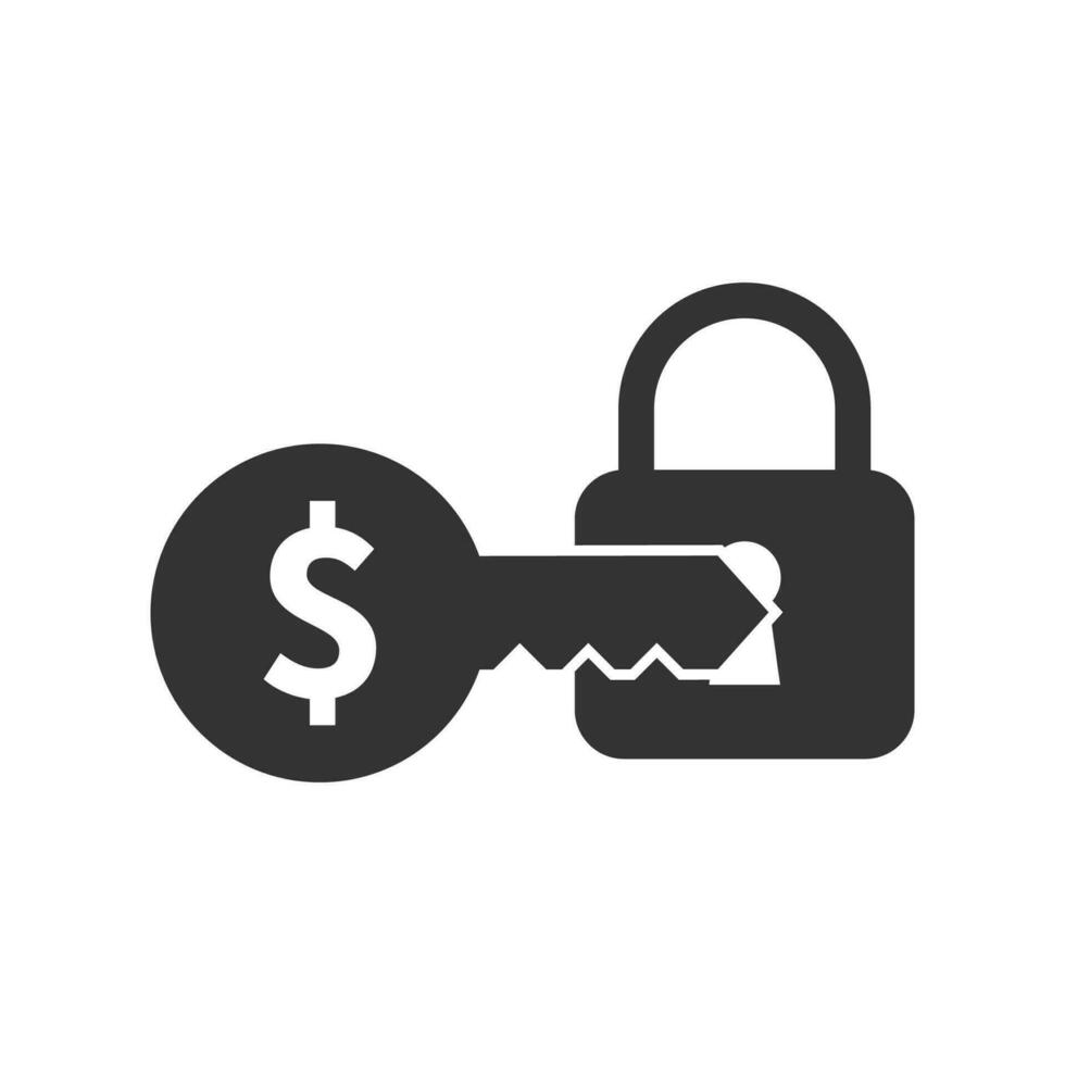 Vector illustration of money lock icon in dark color and white background