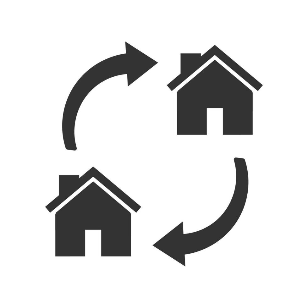 Vector illustration of change house icon in dark color and white background