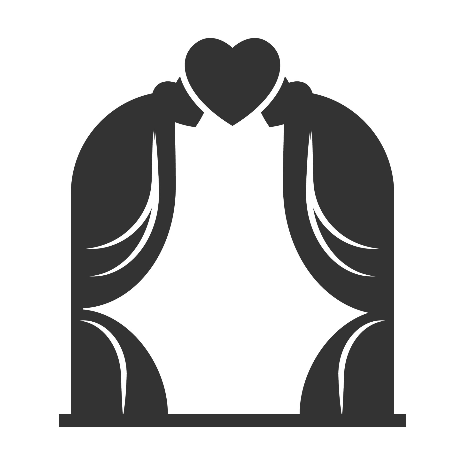 Vector illustration of wedding curtains icon in dark color and white