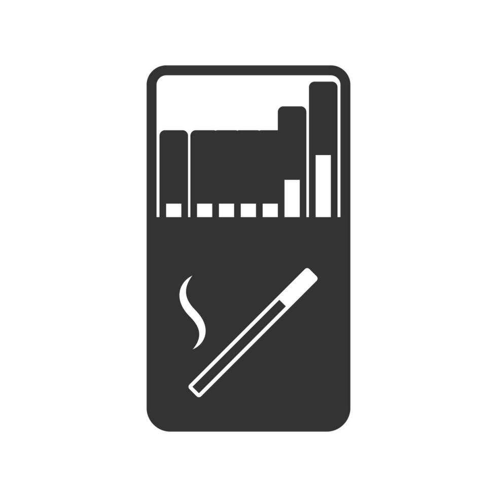 Vector illustration of cigarette icon in dark color and white background