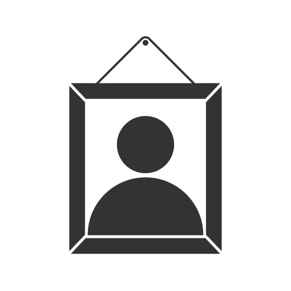 Vector illustration of frame photo icon in dark color and white background