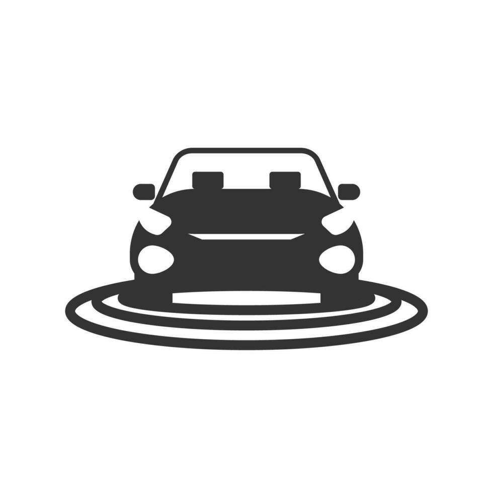 Vector illustration of signal under the car icon in dark color and white background