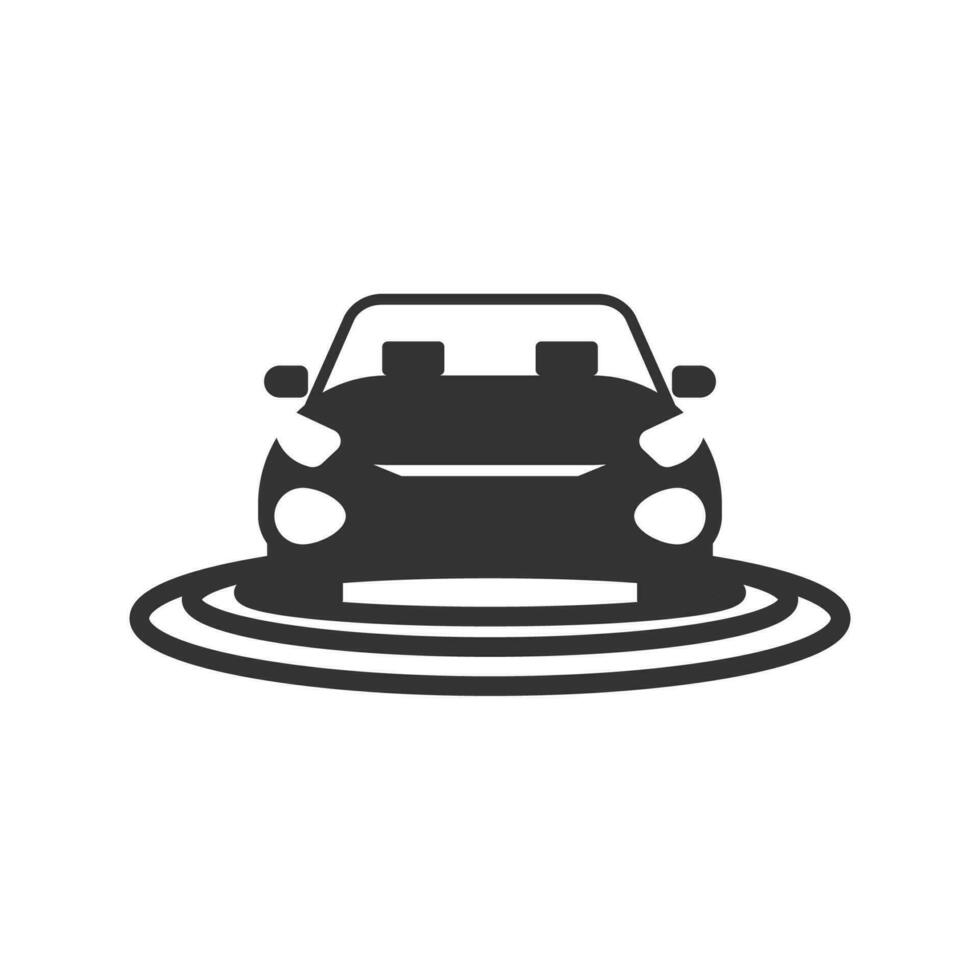 Vector illustration of signal under the car icon in dark color and white background