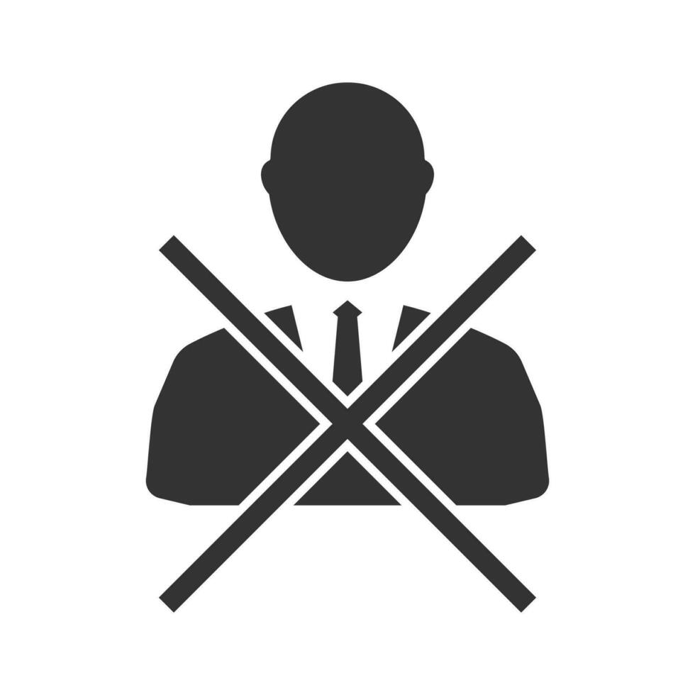Vector illustration of no employee icon in dark color and white background