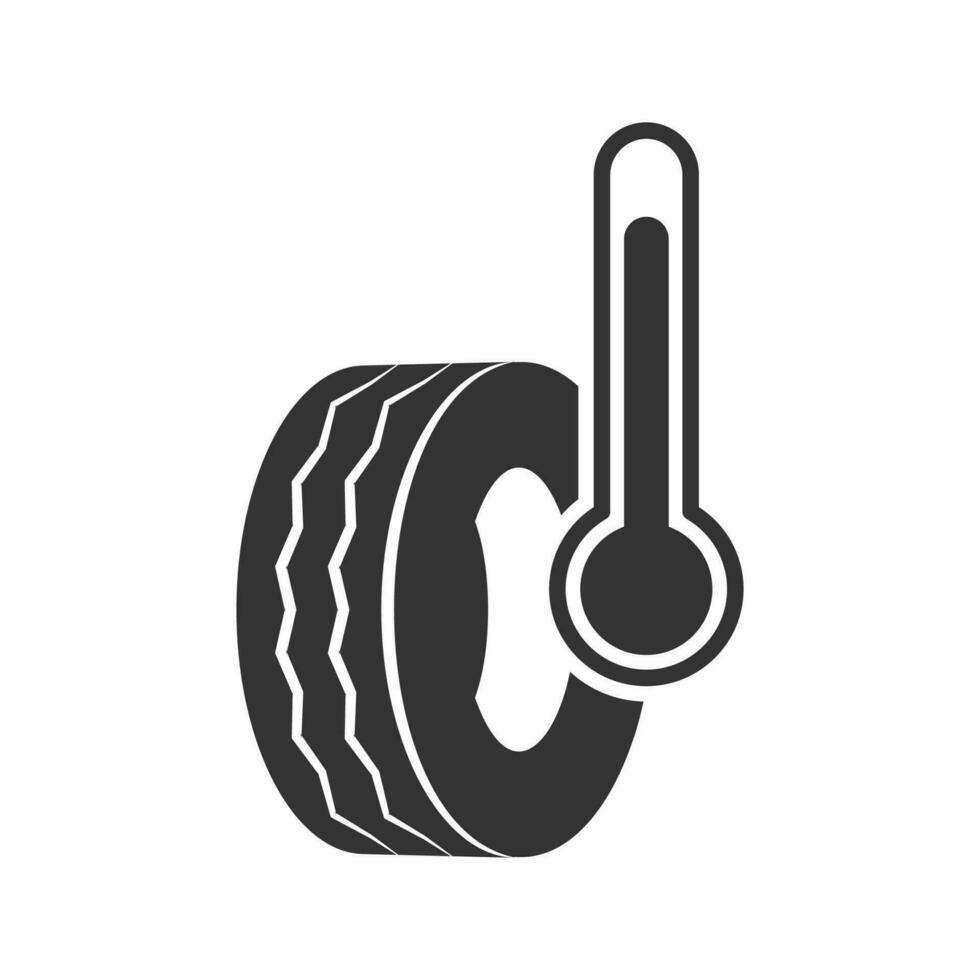 Vector illustration of tire temperature icon in dark color and white background