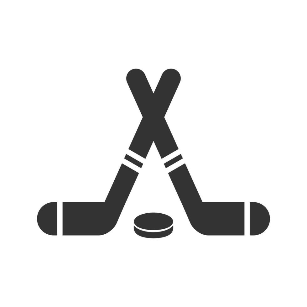 Vector illustration of ice hockey stick icon in dark color and white background