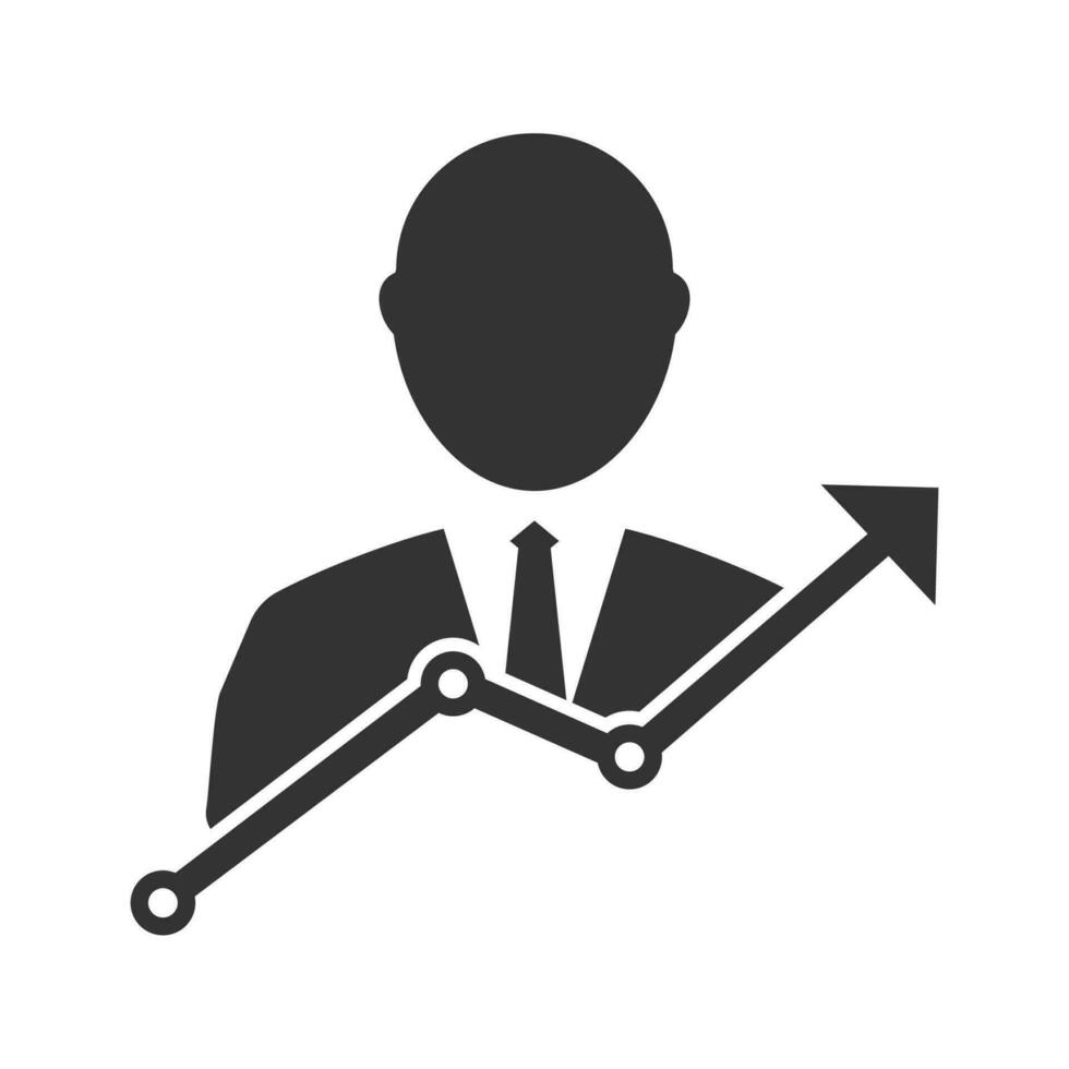 Vector illustration of employee Growth icon in dark color and white background