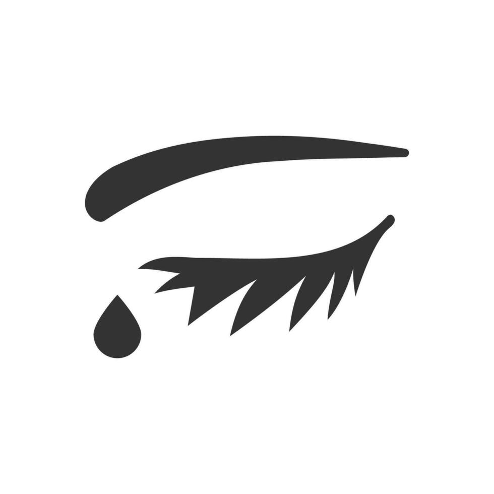 Vector illustration of tears icon in dark color and white background