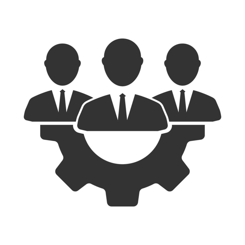 Vector illustration of employee group management icon in dark color and white background