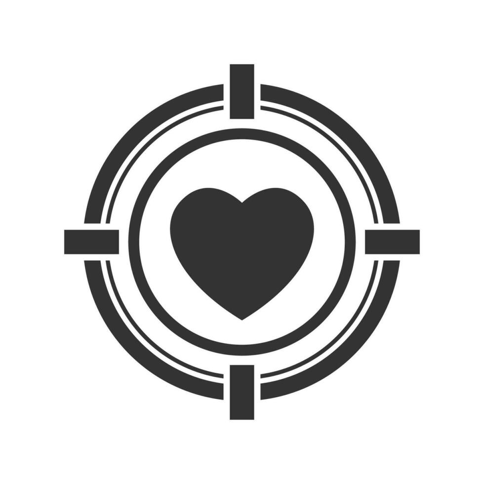 Vector illustration of love targets icon in dark color and white background