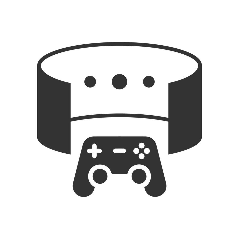 Vector illustration of VR games icon in dark color and white background