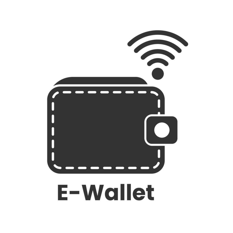 Vector illustration of E wallet icon in dark color and white background