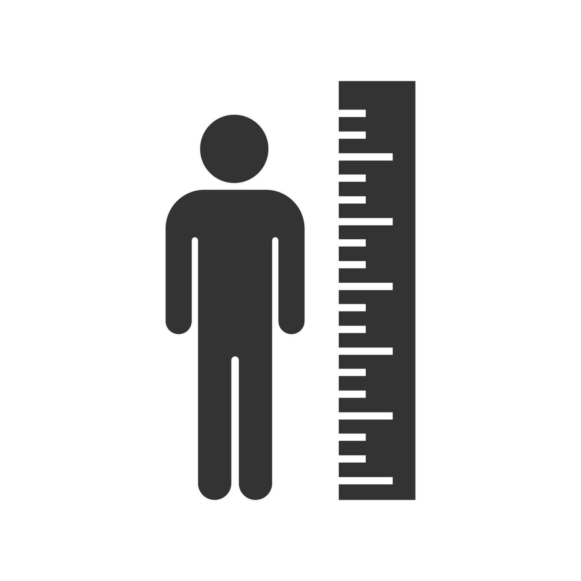 Vector illustration of measure height icon in dark color and white