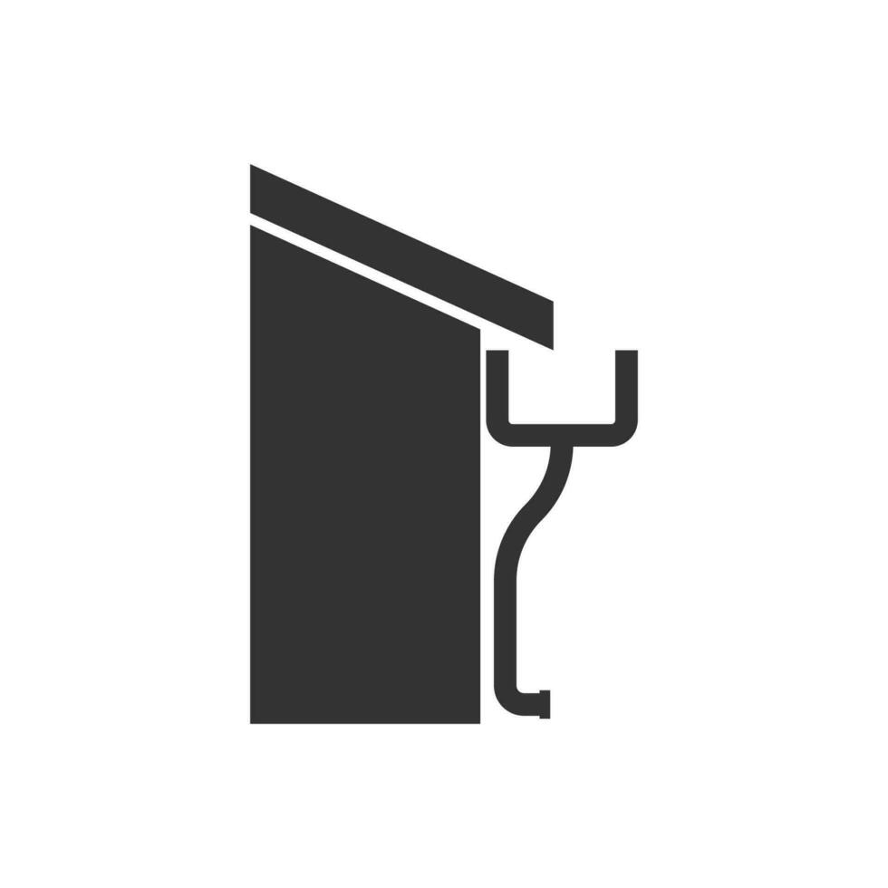 Vector illustration of house gutters icon in dark color and white background