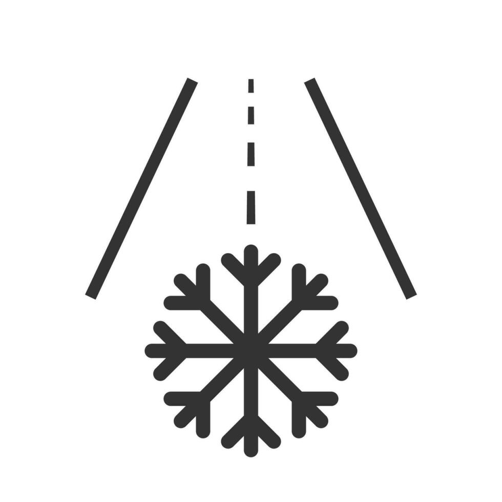 Vector illustration of snowy roads icon in dark color and white background