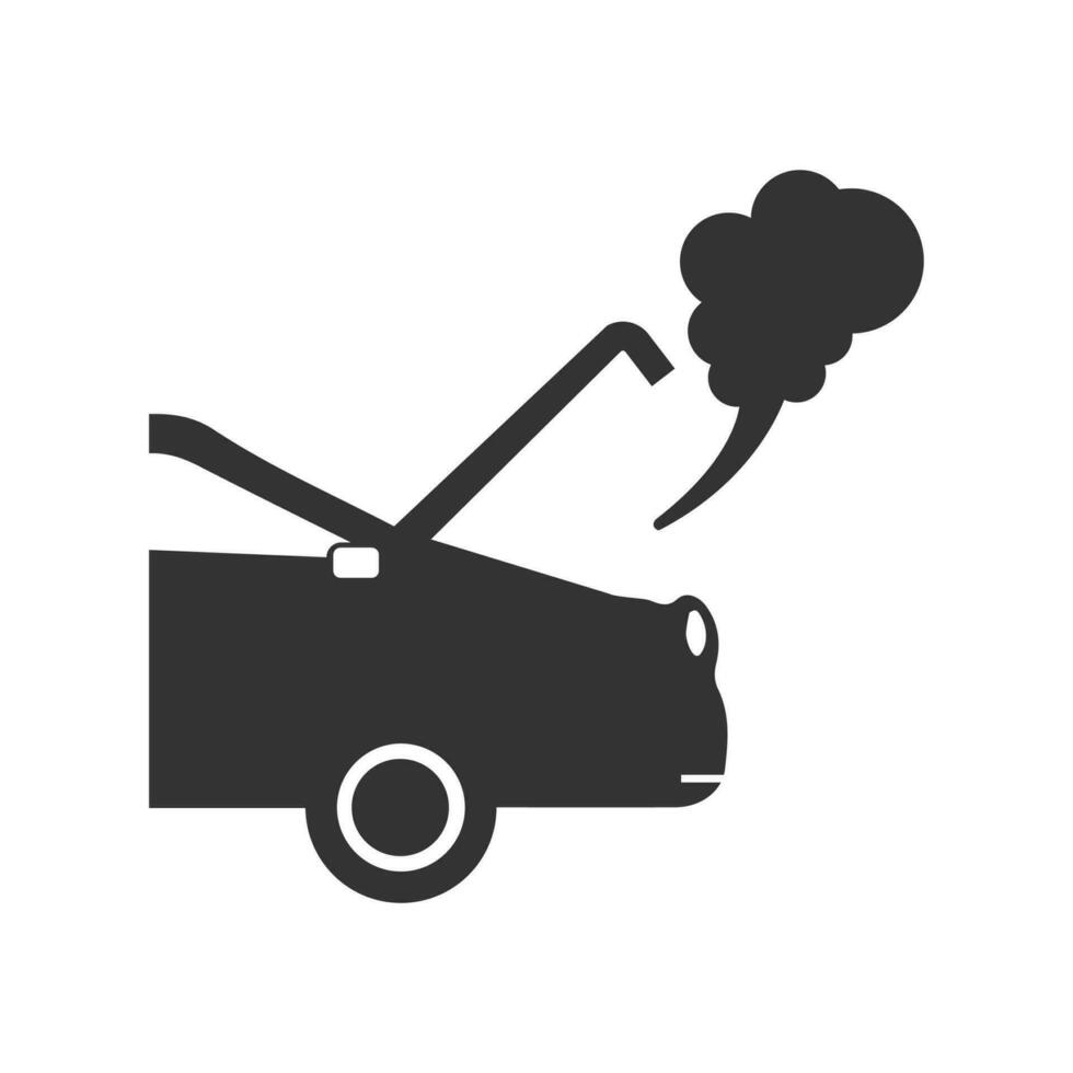 Vector illustration of smoky car icon in dark color and white background