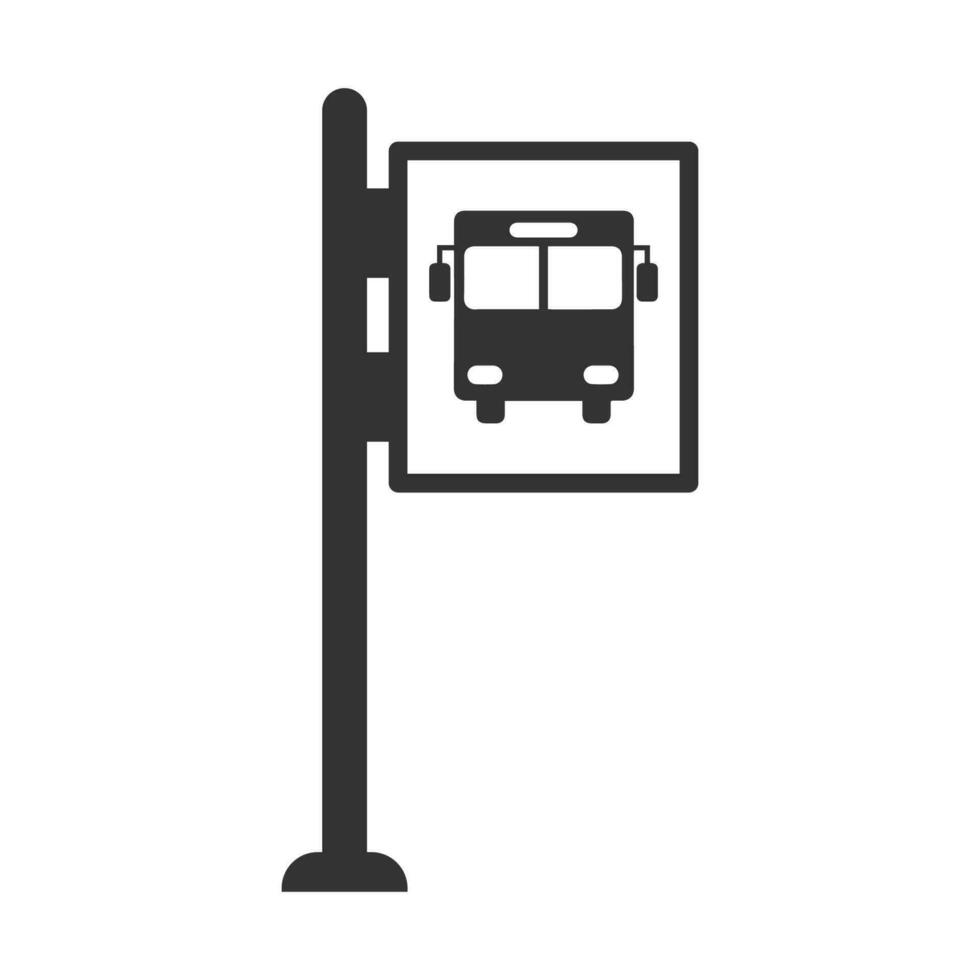 Vector illustration of bus sign icon in dark color and white background