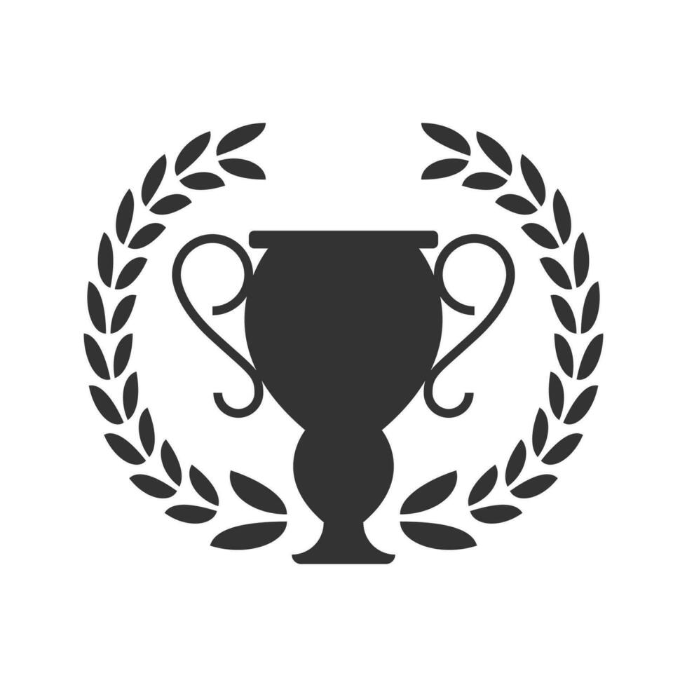 Vector illustration of champion cup icon in dark color and white background