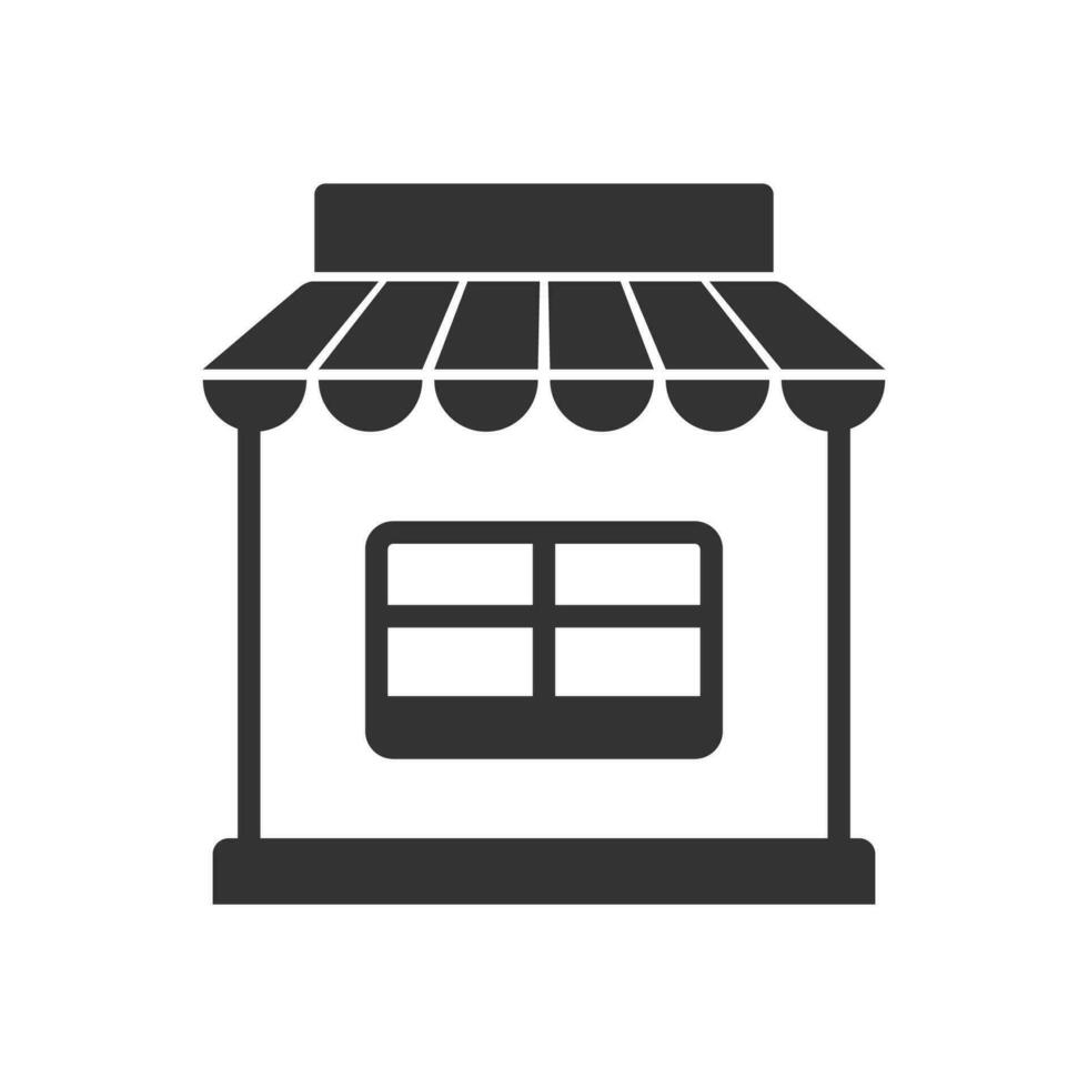 Vector illustration of store icon in dark color and white background